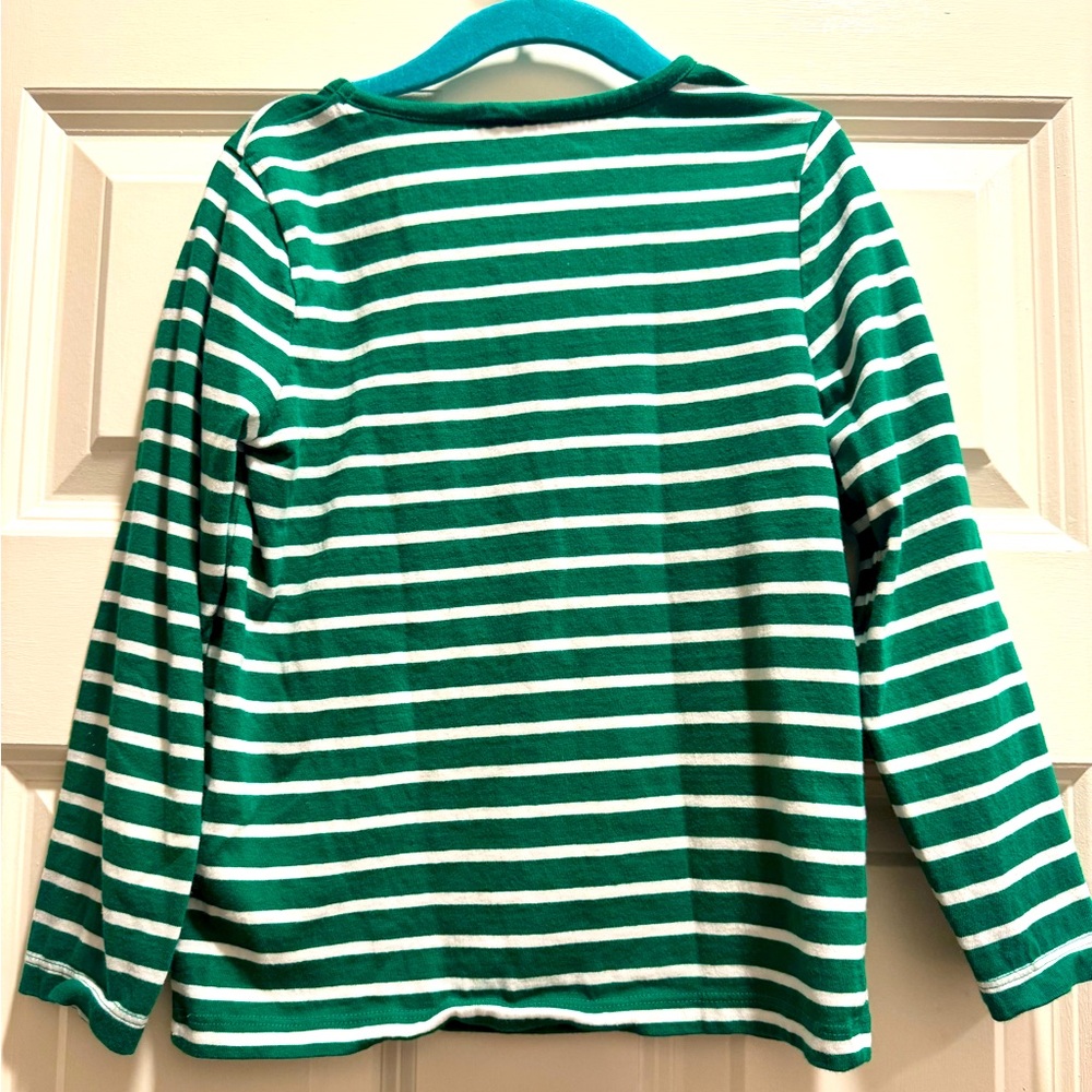 Mini Boden NWOT SZ 5/6Y Green Striped Shirt with Colorful Horse Appliques - Picture 3 of 5